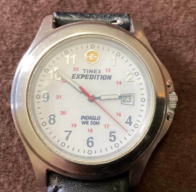 VINTAGE TIMEX EXPEDITION, INDIGLO WR 50m Men’s Quartz Watch, Leather
