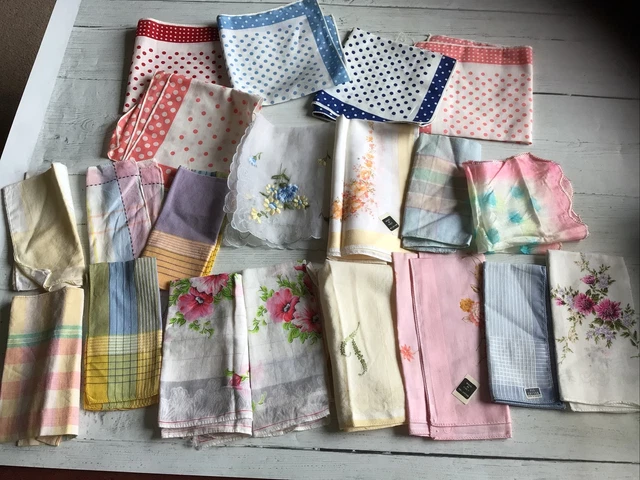 Pacchetto lotto lavoro 20 fazzoletti vintage/moderni Hankies
