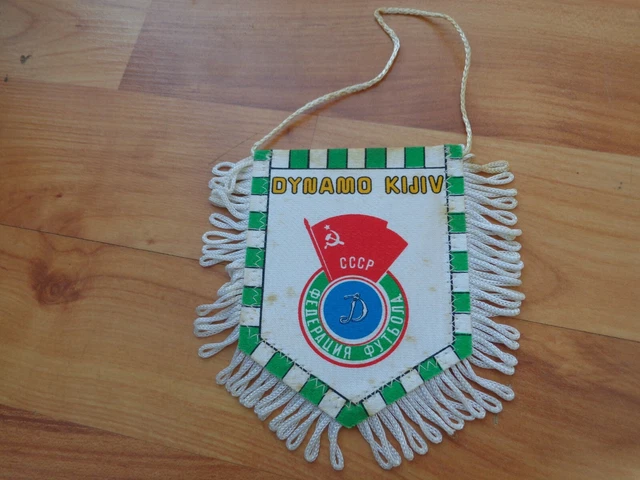Vintage Dynamo Kiev Kijiv Small 10Cm Ukraine Football Emblem 2 Sided Pennant