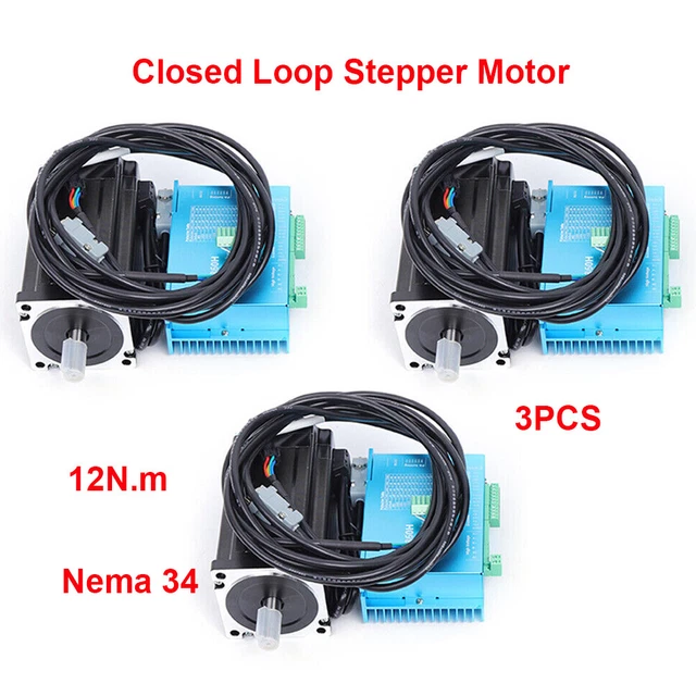 12NM NEMA 34 Closed Loop Stepper Motor Driver Kit 3 Axis for CNC ...