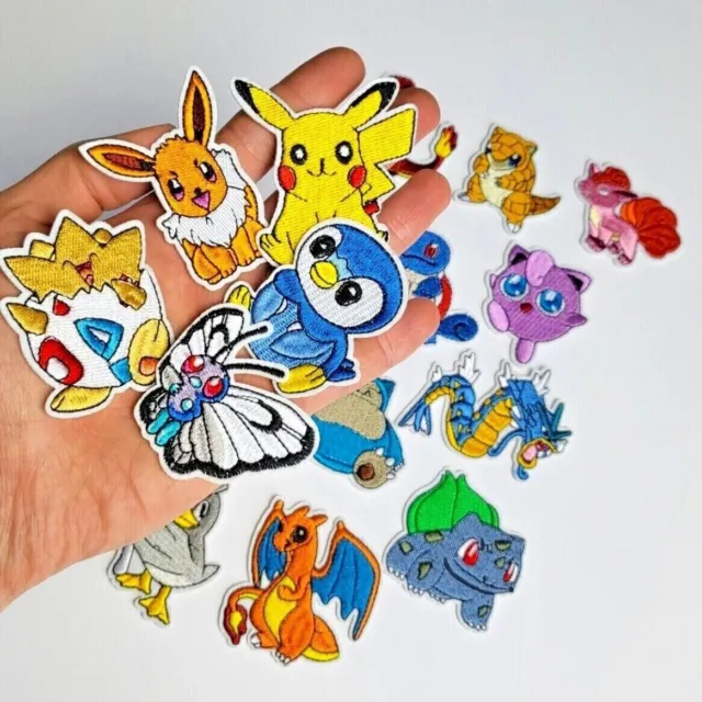 POKEMON PATCHES EMBROIDERED Iron on Badges Costume Cosplay Aufnäher Toppa  Parche £4.99 - PicClick UK