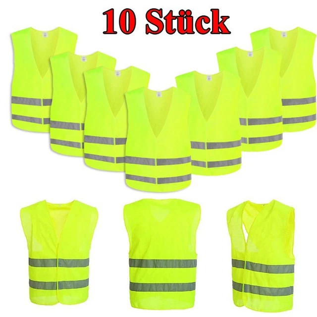 10 giubbotti di avvertimento gilet antiincidente giallo neon auto gilet di avvertimento gilet di sicurezza veicolo lavabile