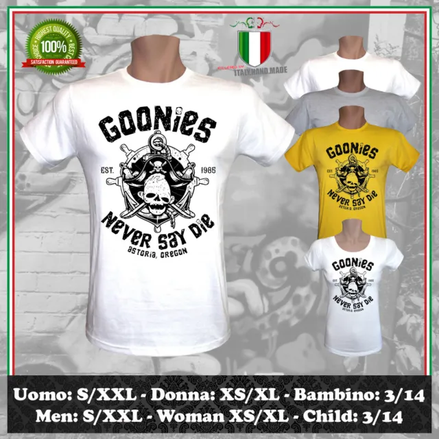 T-Shirt The Goonies Never Say Die Ispirato Film Spielberg '85 Uomo Donna Bambino