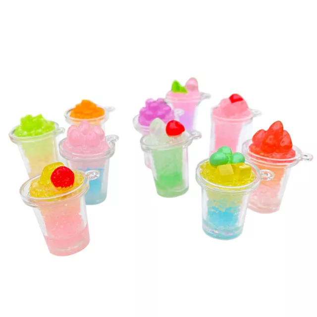 2Pcs Luminous Fruit Ice Cream Cup Ornament Micro Landscape Decor Dollhouse To-FE