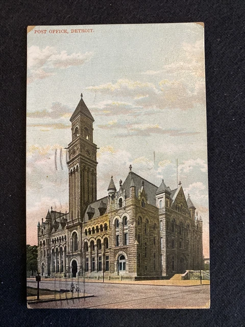 Vintage Postcard Post Office Detroit Michigan 1907 Detroit Delray Station Posted