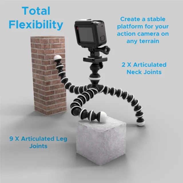 Flexible Tripod Mount Stand for GoPro Hero12 Hero 12 11 10 9 DJI OSMO Action Cam 3