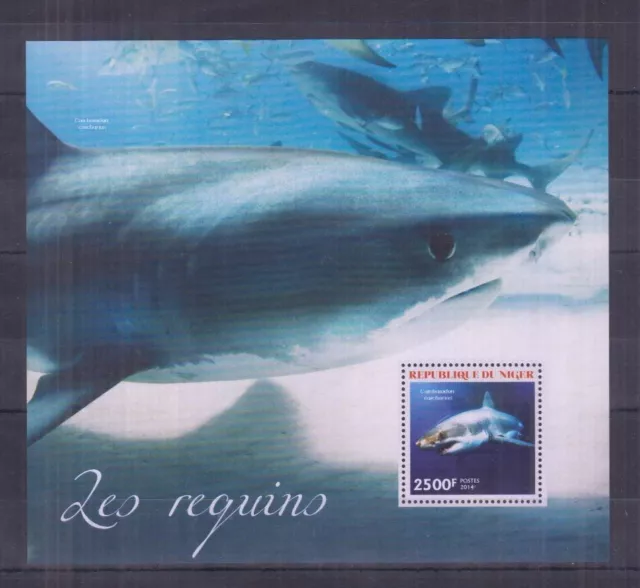 D616. Níger - Estampillada sin montar o nunca montada - Animals Kingdom - Vida marina - Tiburón - Bl