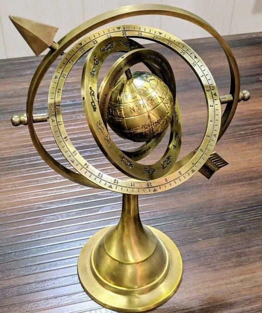 Antique Brass 10" Brass Tabletop Armillary Sphere Globes Armilary office Decor
