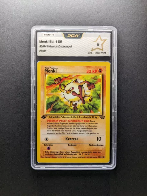 2000 Pokemon MENKI - 1. Edition - 55/64 - Jungle DE - PCA 8 (~ PSA 8)