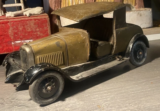 JOUET ANCIEN JEEP WILLYS MILITAIRE MECANIQUE EN TOLE EPOQUE JRD-FAIVRE-RCP