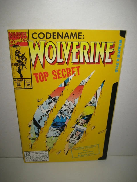 Wolverine #50 1992 Marvel comic Die Cut Cover Codename: Top Secret