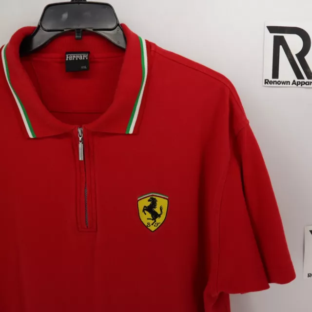 FERRARI Mens Size 2XL XXL Red Polo Short Sleeve Official Licensed TSS+P Ribbed