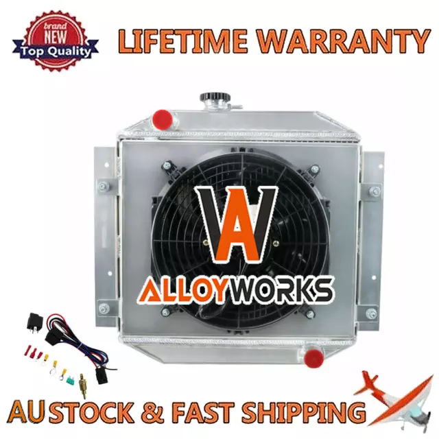 3Row Core Aluminum Radiator Shroud Fan Relay For 71-1980 Ford Escort MT Alloy