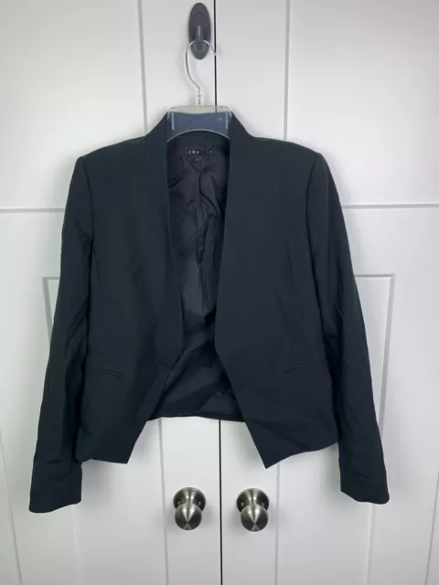 Theory Size 4 Lanai Blazer In Urban Stretch Wool Black Open Front