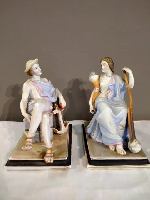 Antica coppia di statuine porcellana Biscuit del 1800 francesi - Francia - 1800