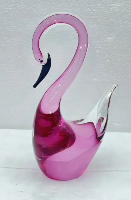 Hand Blown Art Glass Pink Flamingo Figurine Paperweight Sculpture