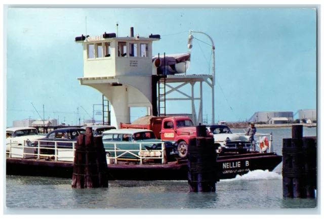 c1960 Nellie Ferry Port Dock Channel Crossings Aransas Texas TX Vintage Postcard