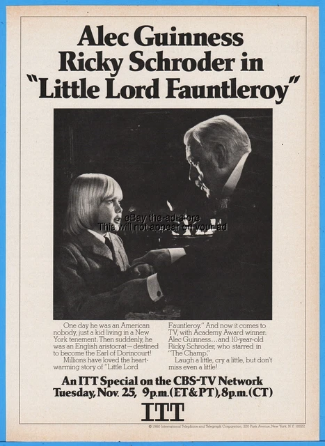 1980 Alec Guinness Ricky Schroder Little Lord Fauntleroy CBS TV ITT Special ad