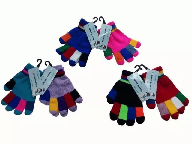 Bambini Multicolore Guanti Magici Ragazze Taglia Unica Caldo Invernale Termico