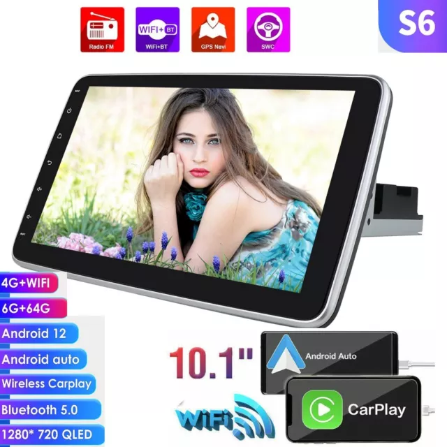 10.1" Android 12 8Core Auto Stereo 1 DIN GPS WIFI DSP Drehbarer Bildschirm 64GB 2