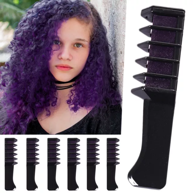 6PC Purple Hair Chalk Comb Temporary Bright Hair Purple Dye For Girls Kids