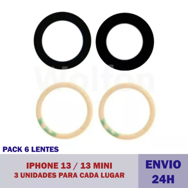 LENTE Cristal CAMARA Trasera IPHONE 13 / 13 MINI CON ADHESIVO 3 Pack envio 24h