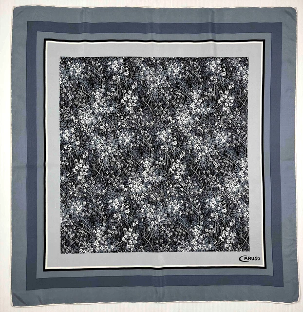 Foulard Carré Vintage MARIA GALLAND PARIS - Soie 70x70 Cm, Turquoise, Italie