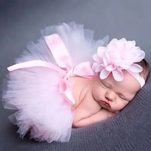 Hot Neugeborenes Baby Set Mädchen Kleid + Stirnband Tutu Kostüm Foto Shooting DE