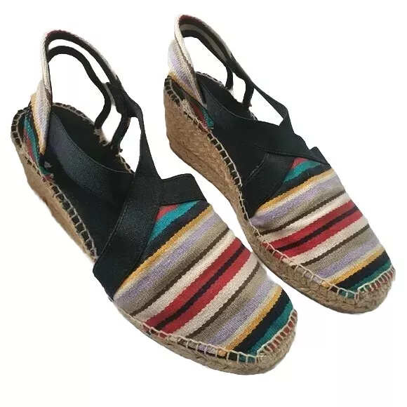 Toni Pons Espadrilles Multicoloured Stripes Wedge Tarbes 38 Size 8