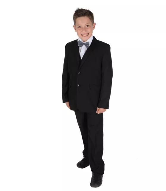Jungen 5-teilig schwarz Smoking Anzug Fliege Hochzeit Seite Junge Party Abschlussball Anzug 2-15 Jahre