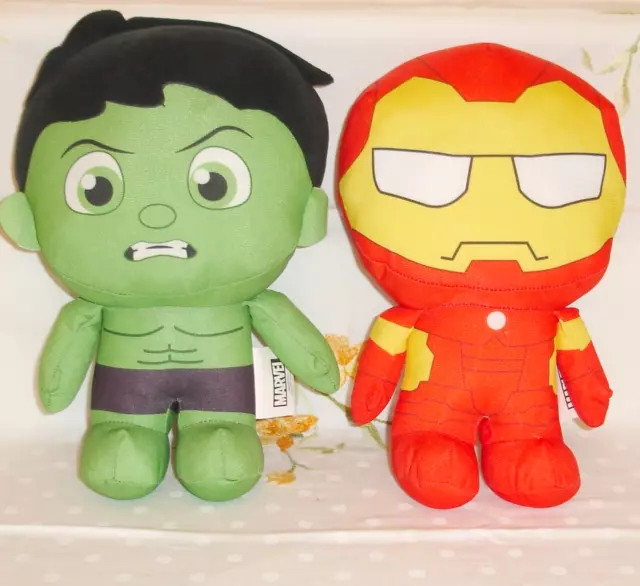 Hulk & Ironman Figures Soft Plush Toys 12" Avengers Marvel  VGC