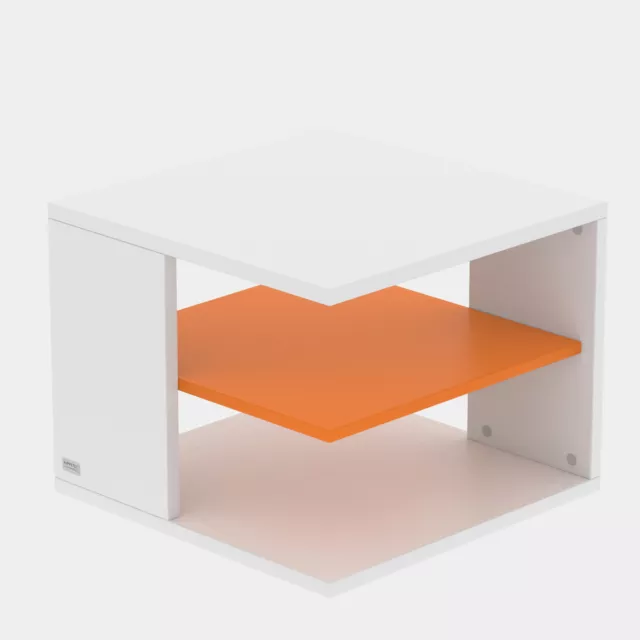 Mesa Auxiliar Neo Blanco Madera Mesita Baja Sofá Moderno Akzentfarbe Naranja