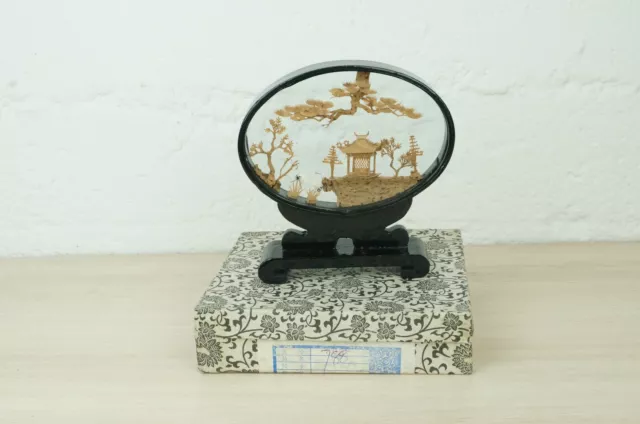 Chinesisches Diorama Korkbild Landschaft Asiatische Kunst Feng Shui mit OVP -RAR