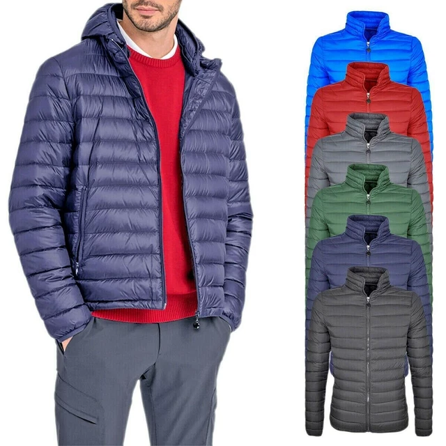 Piumino uomo 100 grammi con cappuccio Casual Giubbino antivento nero/verde/blu