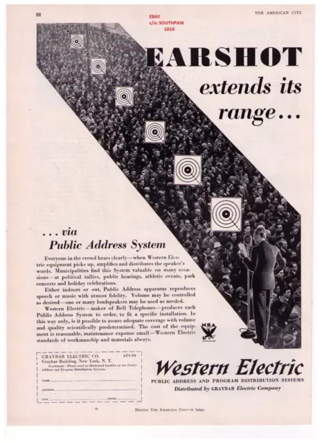 1930's Western Electric "Public Address System" Original Vintage Print Ad