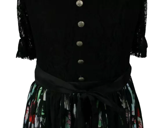 Dirndl Donna 44 Nero Grembiule Manica Corta Cercare Vestito Pizzo Sheego 2teilig 3