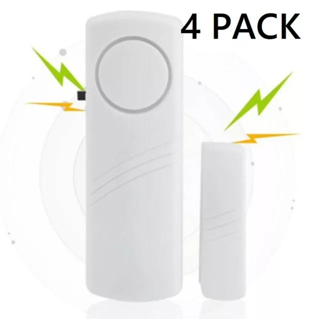 4x ANTIFURTO ALLARME ACUSTICO SENSORE MAGNETICO CASA PORTE FINESTRE WIRELESS