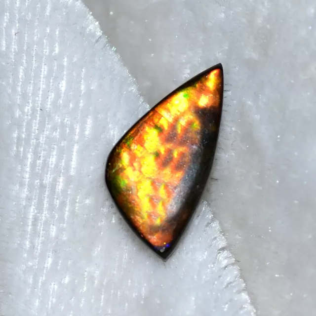 05.70 Carat NATURAL GREEN RED A+ AMMOLITE Freeform Finished Gemstone 10 x 20 MM