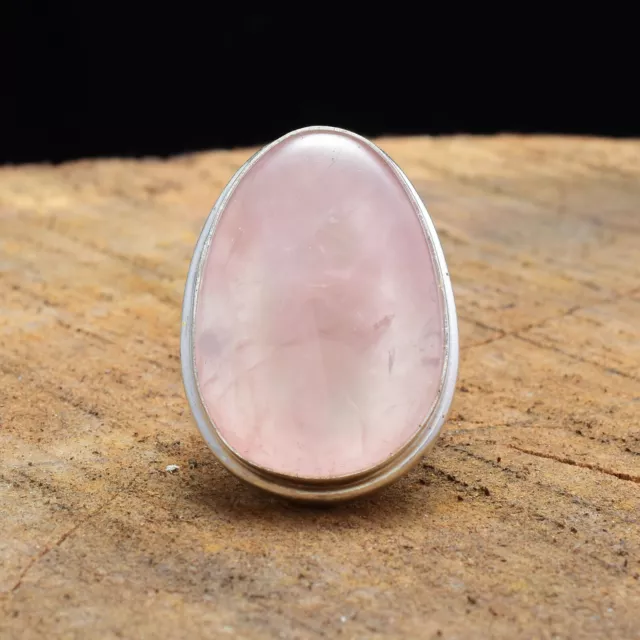 Rose Quartz 925 Sterling Silver Handmade Ring Valentine Day Jewelry All Size