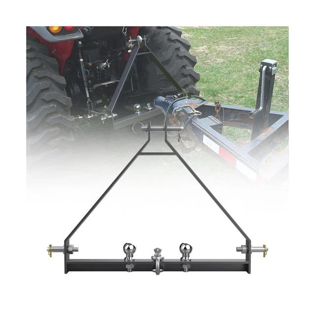 RbhAuto Tractor Hitch Receiver, 3 Point Drawbar Hitch for Cat 1 with 2 Ball D...