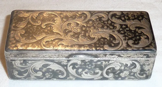 Antike, russische Tabakdose, Moskau 1851, Niello/ Tula Silber 875 (84 Zolotniki) 2