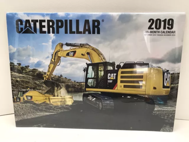 CAT Caterpillar 2019 16 Month Wall Calendar 17" Construction Truck Dozer Backhoe