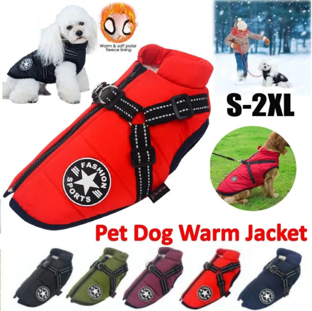 Winter Pet Dog Coat Pet Dog Jacket w/ Harness Waterproof Breathable Winter Cloth