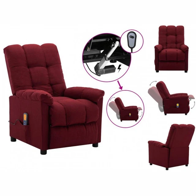 Elektrischer Massagesessel Weinrot Stoff