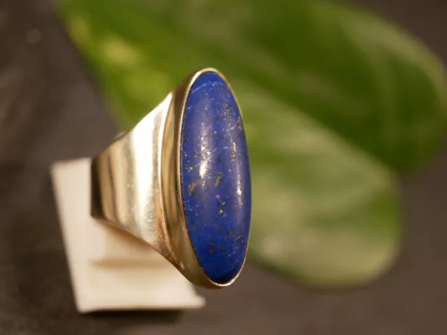 Wunderschöner 585 14 K Gold Ring Lapislazuli Cabochon Blau Ultramarin Lang 2