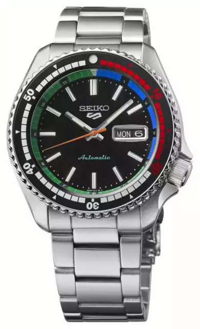 Seiko 5 Sports Special Edition Retro Farbe Automatik schwarz Zifferblatt Uhr SRPK13K1