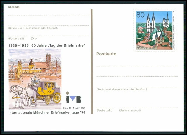 BRD PRIVAT-GA 1996 MÜNCHEN MESSE PFERDE-KUTSCHE POSTKUTSCHE m2867