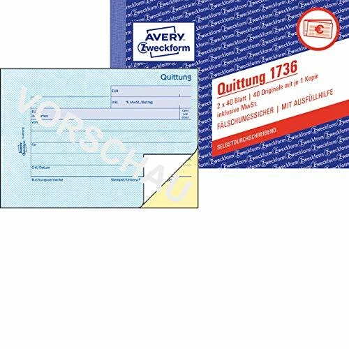 AVERY Zweckform Quittung,A6,2x40Bl.2-Fach NEW