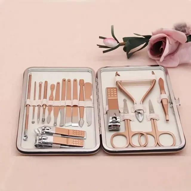 Manicure Pedicure Cuticle Kit Nail Care Clipper Cutter Case 18 Pcs Gift Set