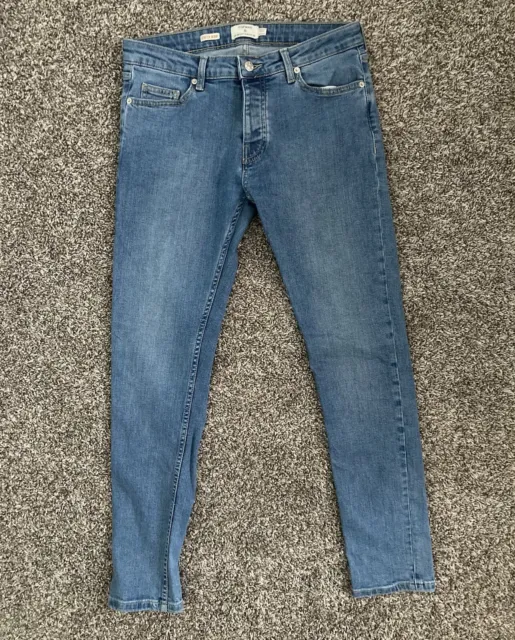 Topman Blue Jeans Mens Size 30x30 Stretch Skinny Button Fly Denim Pants